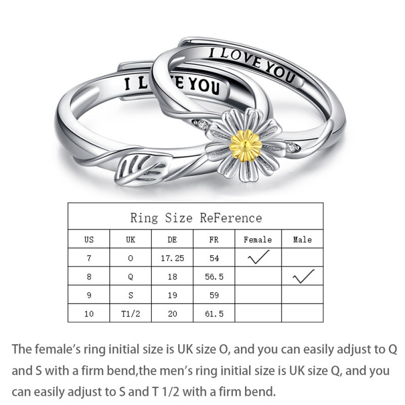 Sterling Silber Daisy Paar Ringe-6
