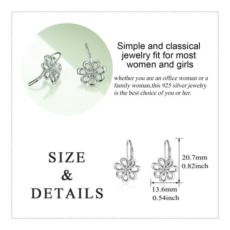 Boucles d'oreilles créoles marguerite en argent sterling-5