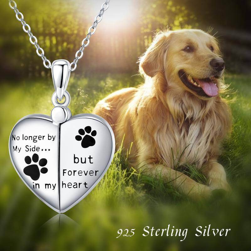 Plata de ley Perro Gato Pata Personalizado Foto Relicario Collar con palabra grabada-6