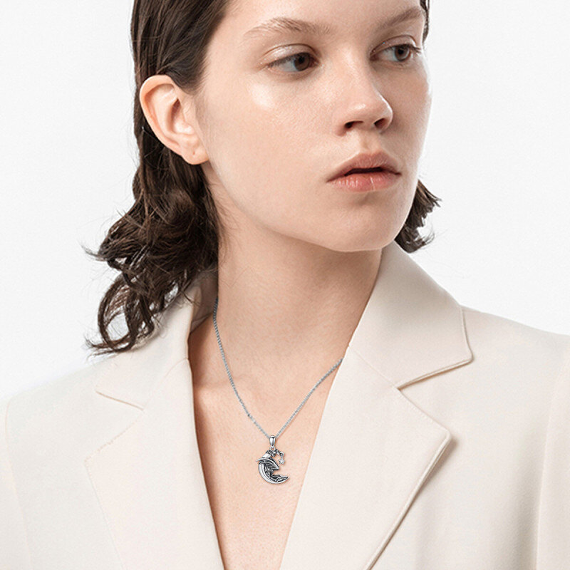 Collier en argent sterling avec pendentif dragon et lune-4