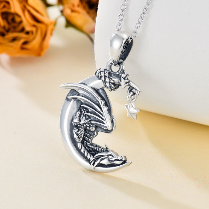 Collier en argent sterling avec pendentif dragon et lune-6