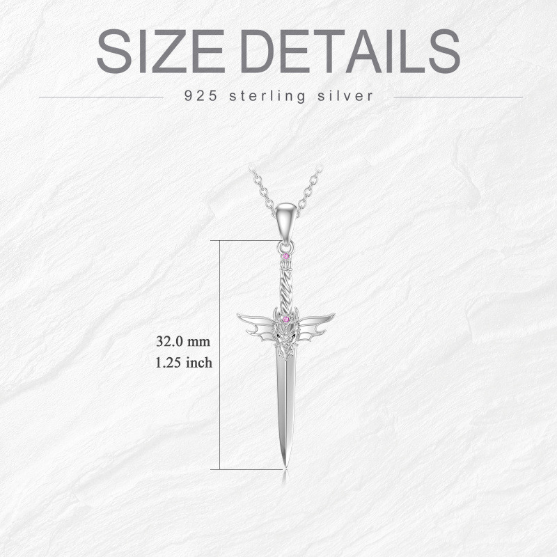 Sterling Silber Drache & Schwert Anhänger Halskette-3