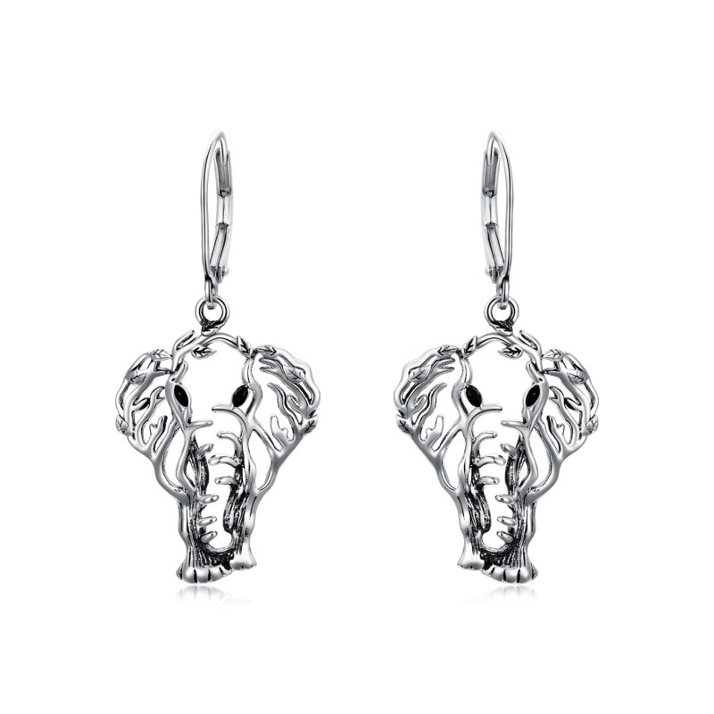 Boucles d'oreilles en argent Sterling Elephant Lever-back-1