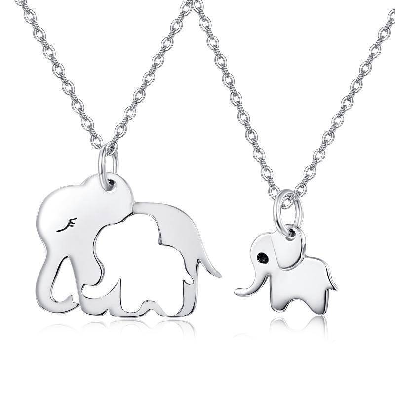 Collier avec pendentif en forme d'éléphant en argent sterling pour femme et enfant-1