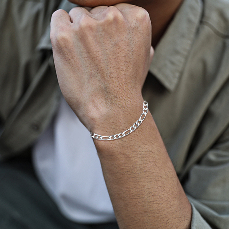 Pulsera de eslabones Figaro en plata de ley-3