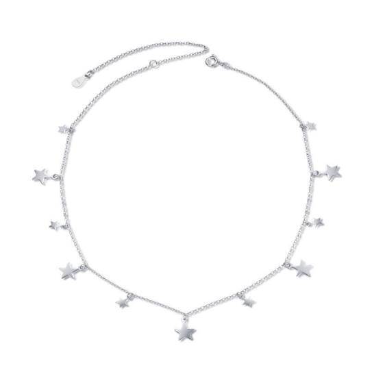 スターリングシルバーの五芒星メタルチョーカーネックレス
