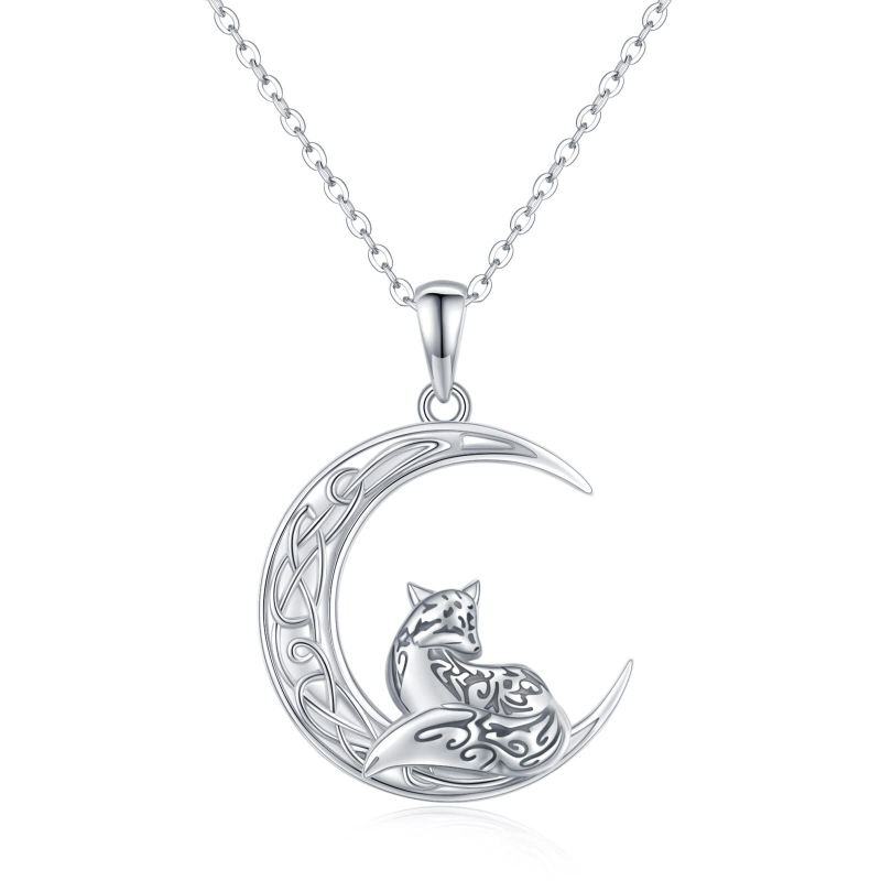 Collar Colgante Nudo Celta Luna Zorro Plata de Ley-6