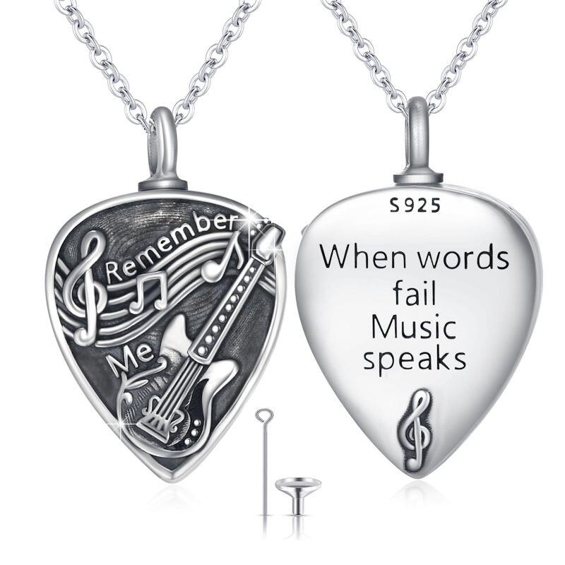 Collar de urna de cremación para cenizas con forma de guitarra de plata esterlina Remember Me-4