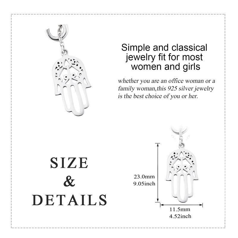 Collar ajustable en forma de Y con símbolo de infinito y mano de Fátima en plata de ley-7