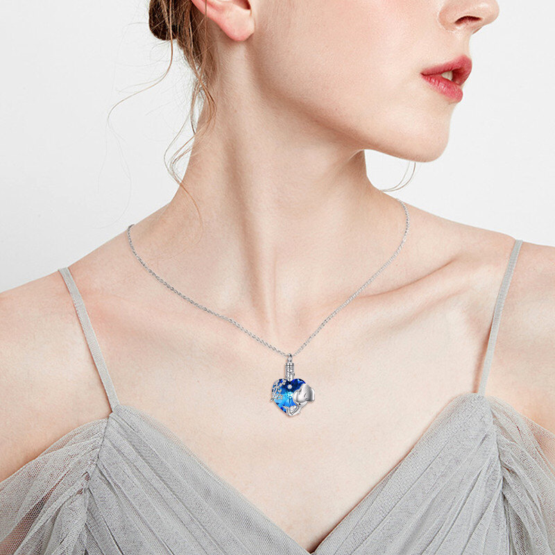 Collier en argent sterling en forme d'éléphant en forme de cœur et d'éléphant pour cendres pour femmes, meilleurs amis-2