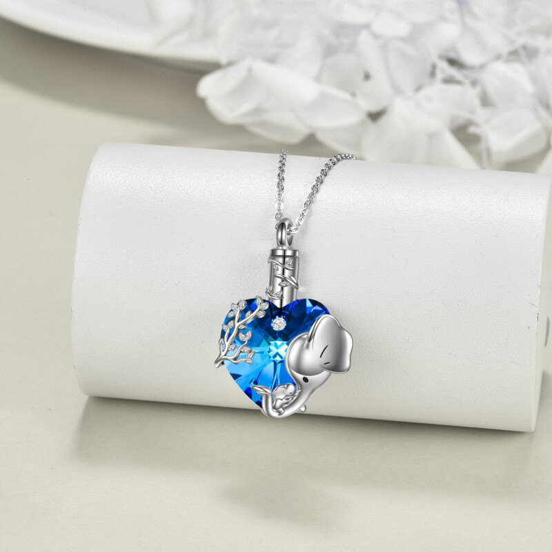Collier en argent sterling en forme d'éléphant en forme de cœur et d'éléphant pour cendres pour femmes, meilleurs amis-4