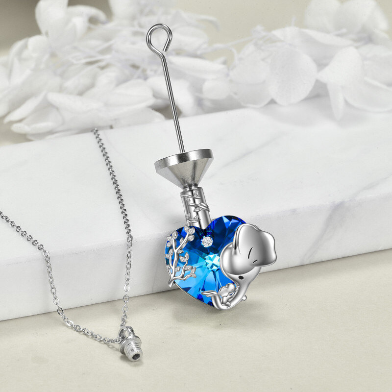 Collier en argent sterling en forme d'éléphant en forme de cœur et d'éléphant pour cendres pour femmes, meilleurs amis-5