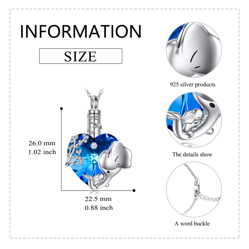 Collier en argent sterling en forme d'éléphant en forme de cœur et d'éléphant pour cendres pour femmes, meilleurs amis-6