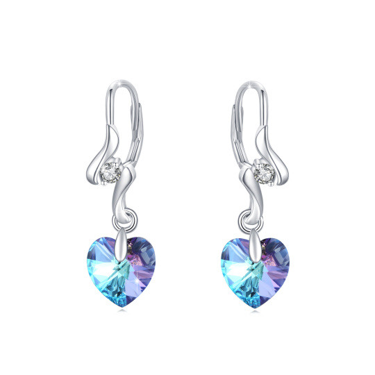 Pendientes de plata de ley con forma de corazón y cristal para mujer
