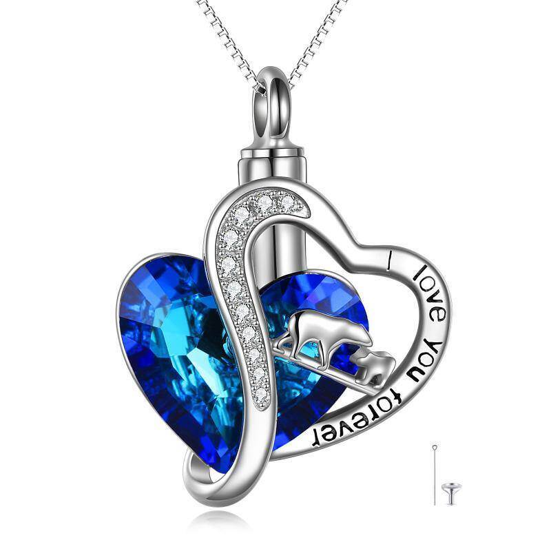 Sterling Silver Heart Crystal Polar Bear Urn Necklace For Ashes With Engraved Word For Women Best Friends-15