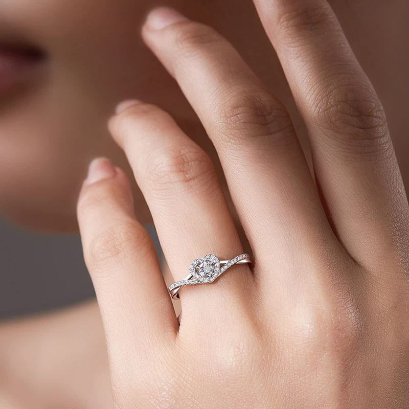 Bague de fiançailles en argent sterling avec cœur et moissanite pour femme-2