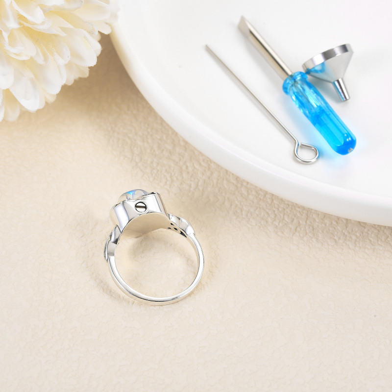 Bague en argent sterling avec cœur et pierre de lune, nœud celtique avec urne en forme de cœur pour femme-4