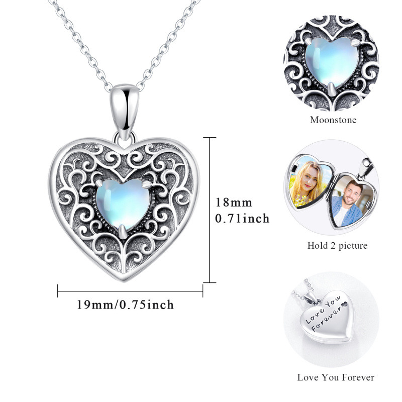 Collier médaillon photo personnalisé en argent sterling avec pierre de lune et mot gravé-6