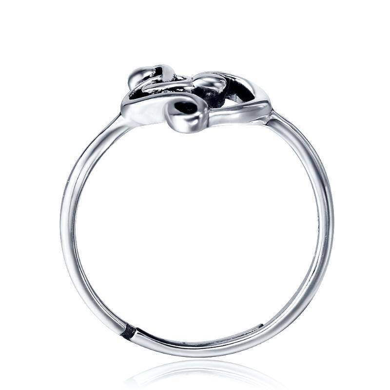 Anillo abierto con símbolo musical y corazón en plata de ley-3
