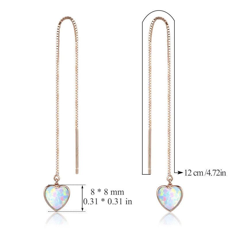 Pendientes colgantes de plata de ley con forma de corazón y ópalo para mujer-5
