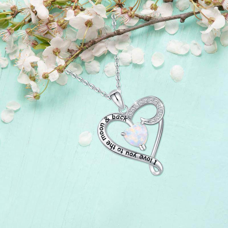 Collar con colgante de ópalo de corazón de plata de ley con circonita para mujer-4