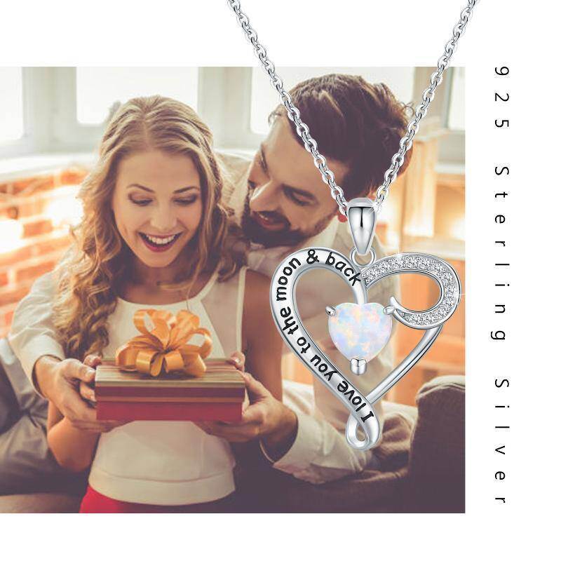 Collar con colgante de ópalo de corazón de plata de ley con circonita para mujer-6