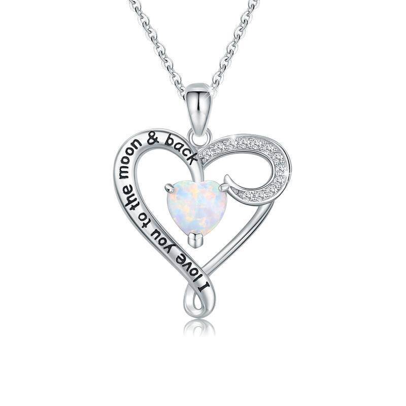 Collar con colgante de ópalo de corazón de plata de ley con circonita para mujer-1