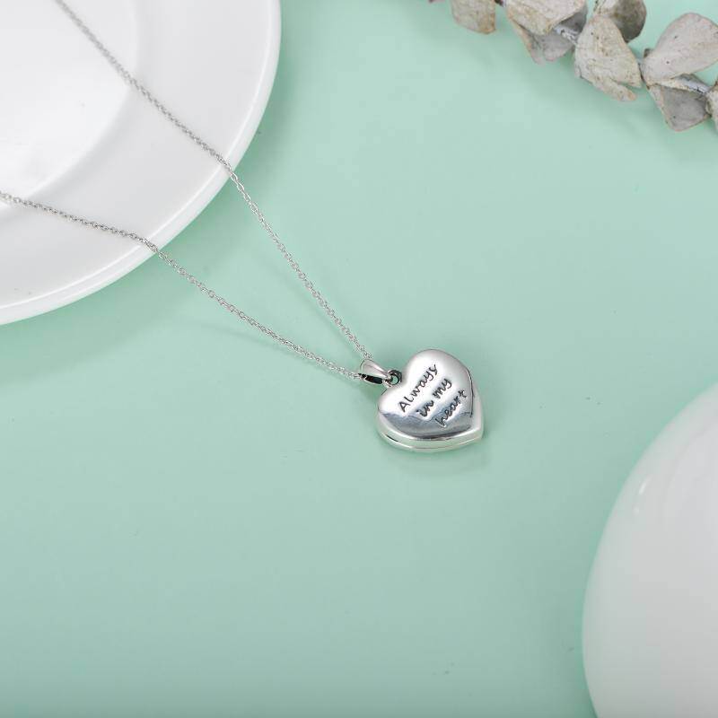 Colgante de plata de ley con corazón y rosa Grabado personalizado y collar relicario con foto-6