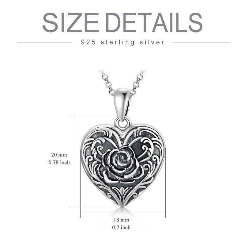 Colgante de plata de ley con corazón y rosa Grabado personalizado y collar relicario con foto-8