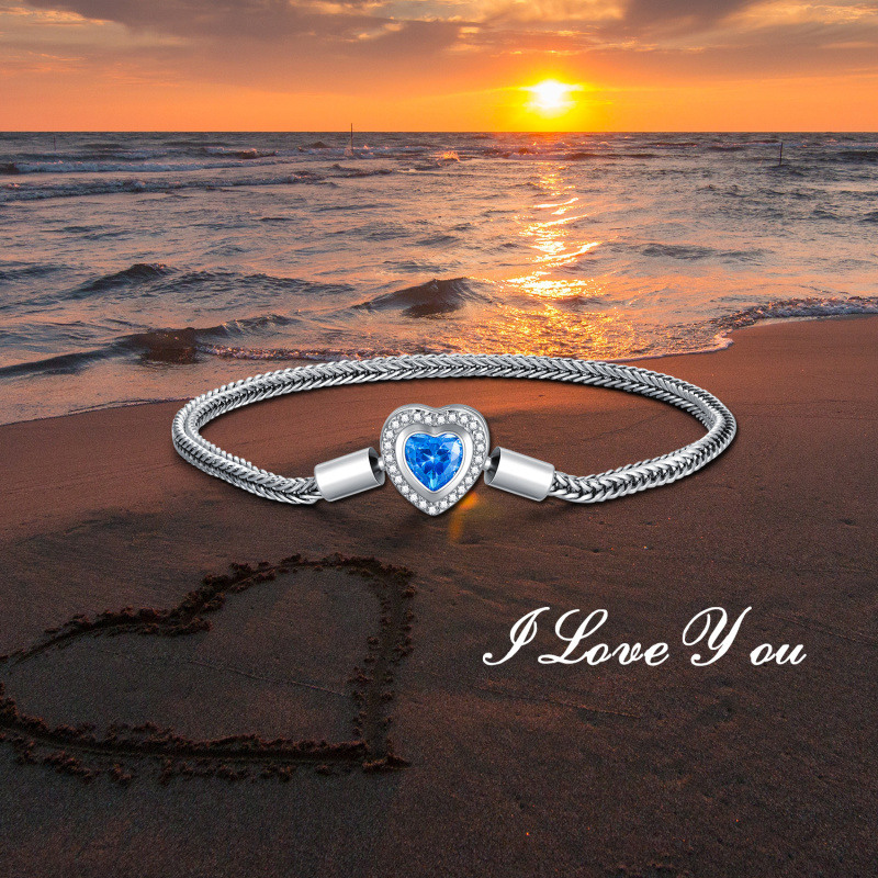 Armband mit herzförmigem Kristall-Herzanhänger aus Sterlingsilber-6