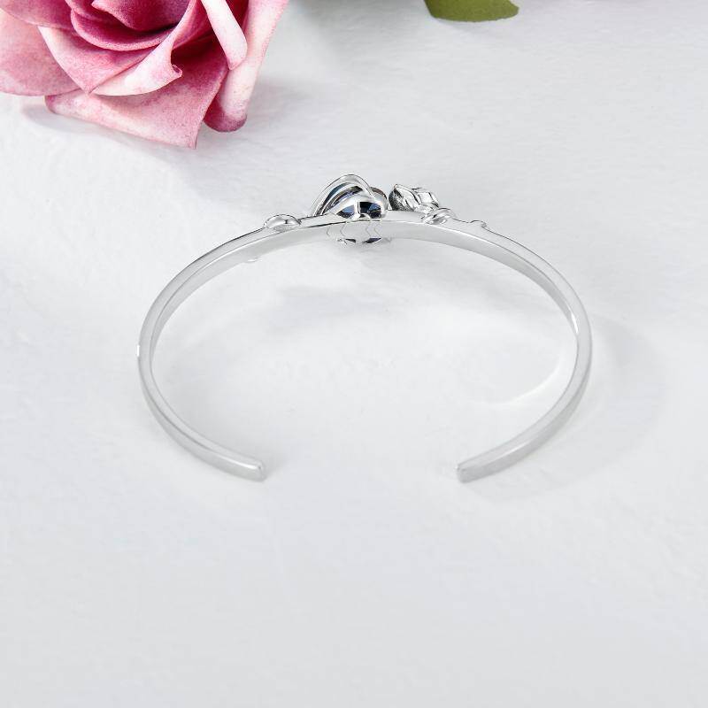 Pulsera de plata de ley con colgante de rosa de cristal en forma de corazón y palabra grab-4