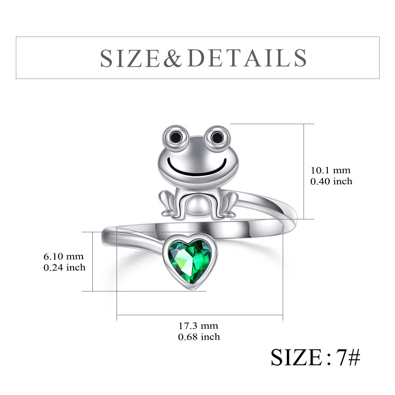 Sterling Silber Herz geformt Cubic Zirkonia Frosch Urne Ring-5