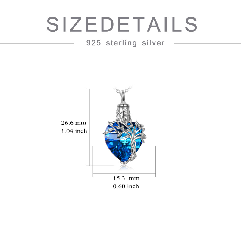 Collar con colgante de árbol de la vida de cristal en forma de corazón en plata de ley-5