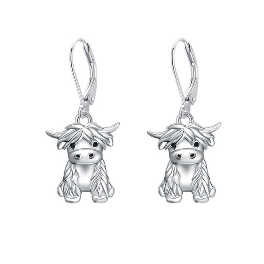 Sterling zilveren Highland Cow-oorbellen met hendel