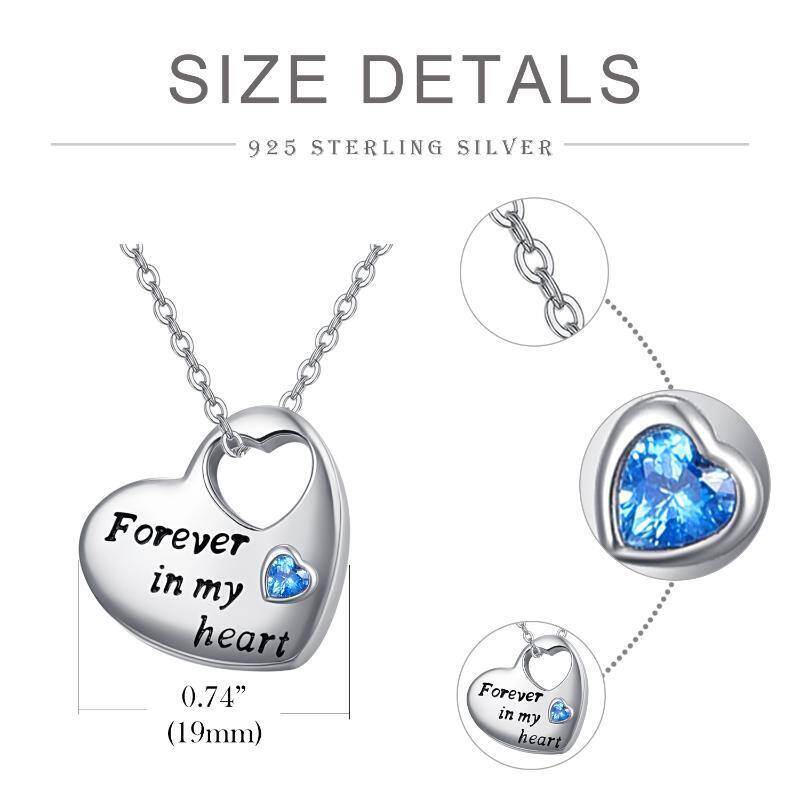 Collar de urna de plata de ley con forma de corazón hueco para cenizas, grabado 