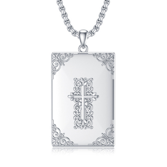 Plata de ley Santa Biblia Personalizada Foto Relicario Collar para Hombres