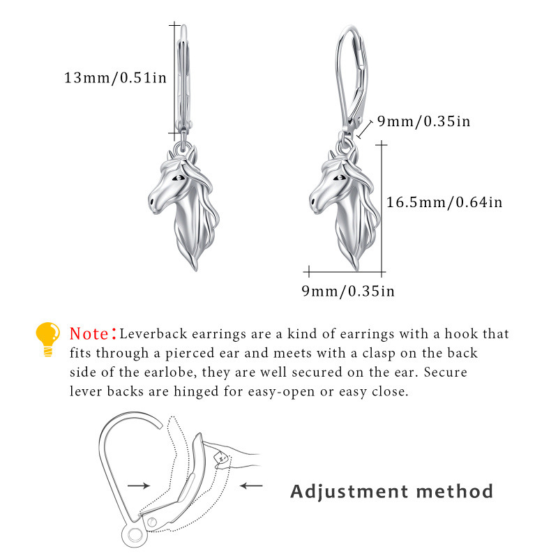 Boucles d'oreilles à levier en argent sterling en forme de cheval-5