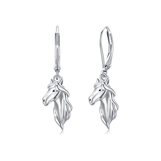 Orecchini a monachella in argento sterling con cavallo