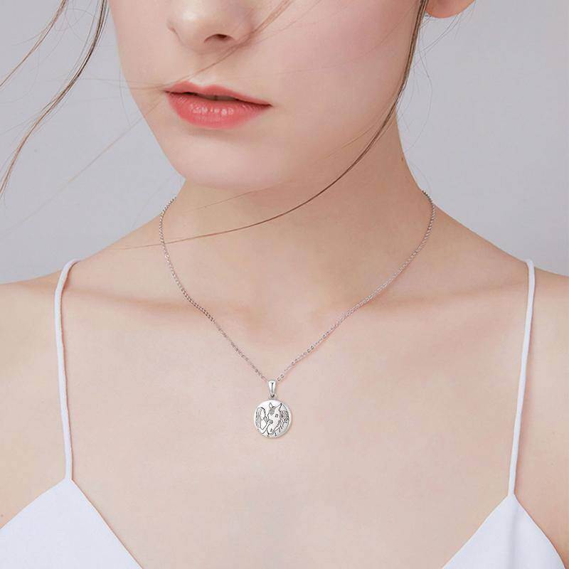 Srebrny naszyjnik z personalizowanym zdjęciem konia-2