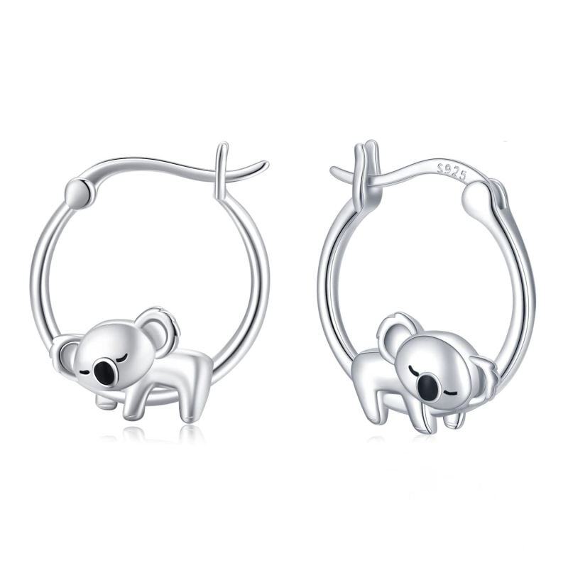 Sterling Silver Koala Hoop Earrings-9