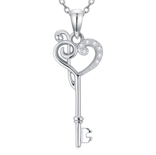 Sterling Silver Laboratory Diamonds Music Symbol Pendant Necklace
