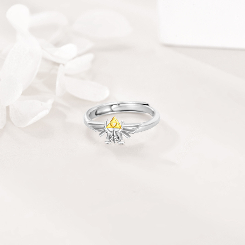 Anillo abierto ajustable de plata de ley de la leyenda de Zelda-4