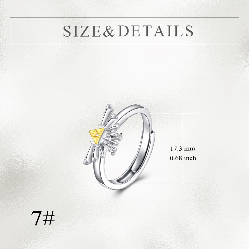 Anillo abierto ajustable de plata de ley de la leyenda de Zelda-6