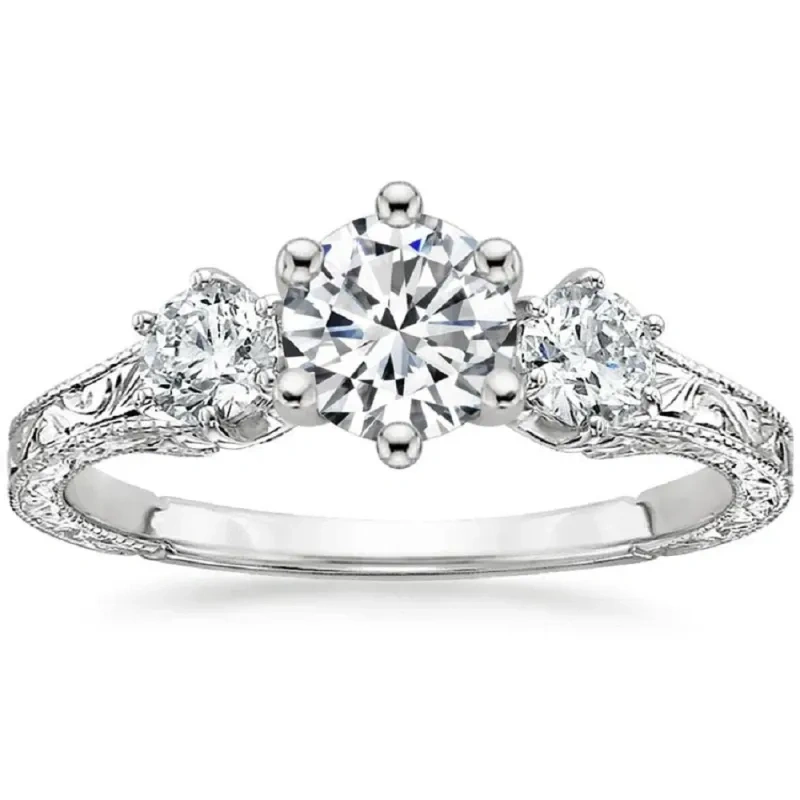 Ensemble de mariage en argent sterling avec moissanite taille ronde de 1 carat-3