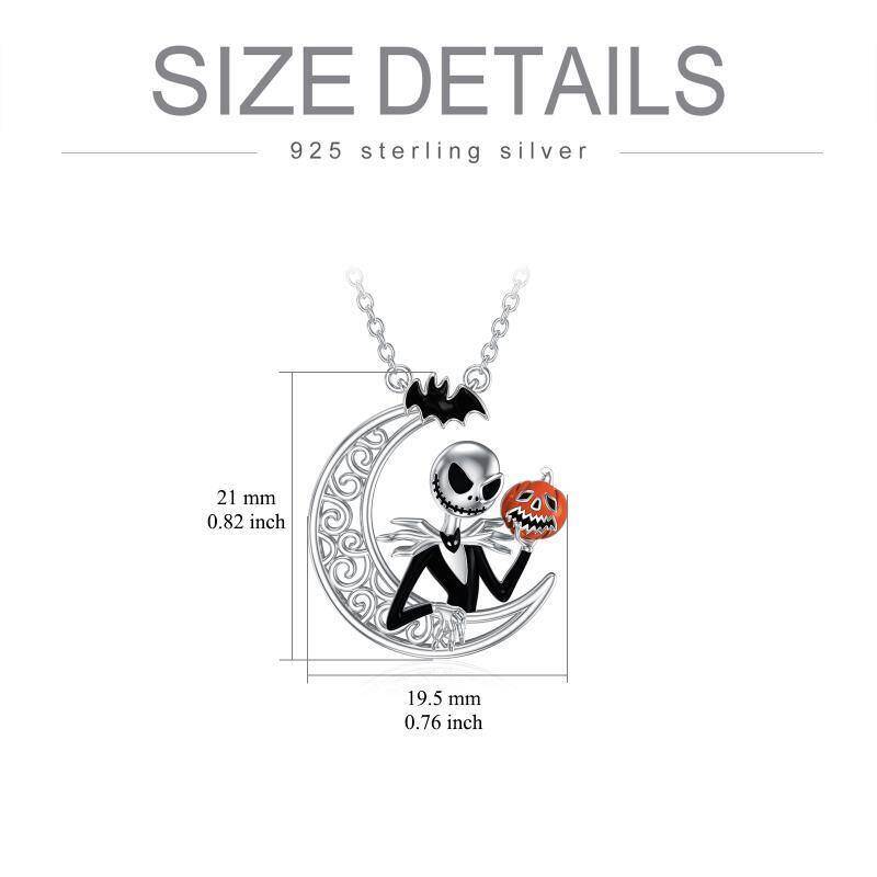 Collar Colgante Luna y Calavera Plata de Ley-3