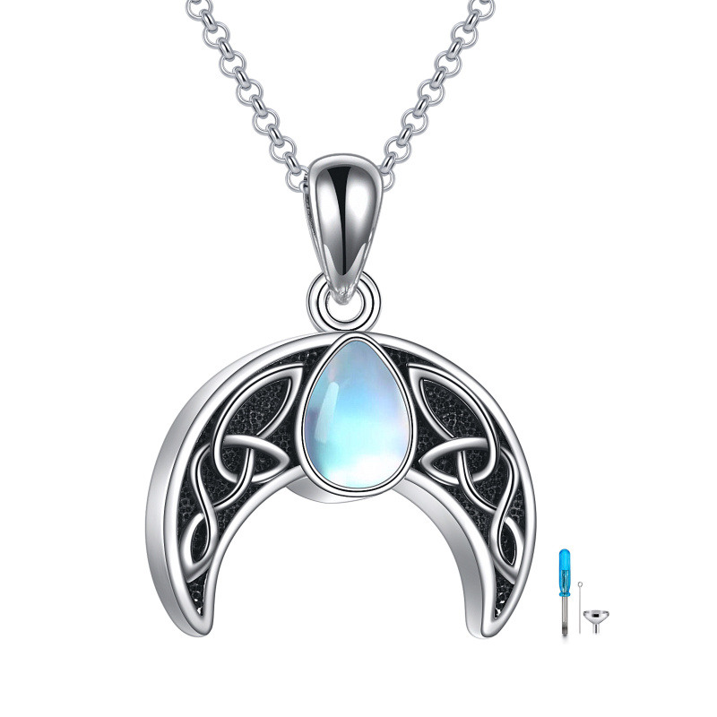 Collar de urna de plata de ley con nudo celta y piedra lunar para cenizas para mujeres y hombres-15