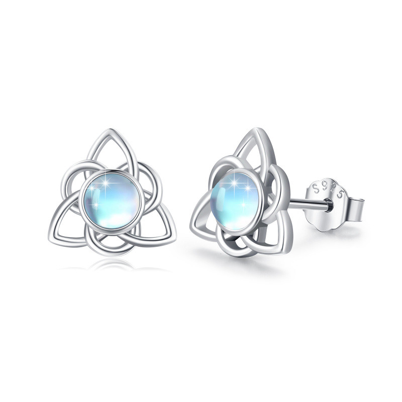 Pendientes de plata de ley con nudo celta y piedra lunar-13