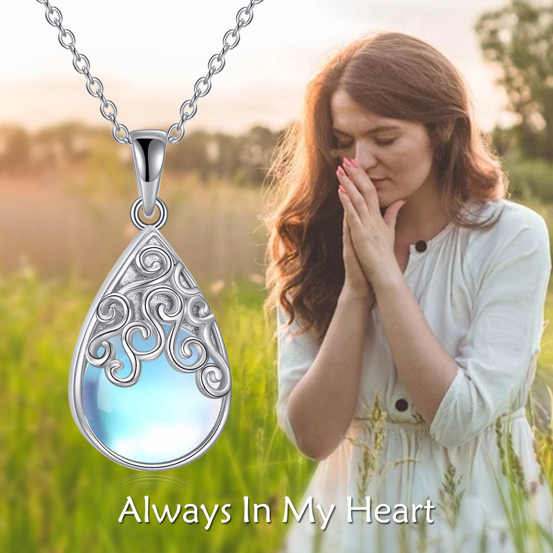 Collier d'urne pour cendres en argent Sterling Moonstone Filigree Celtic Knot-2