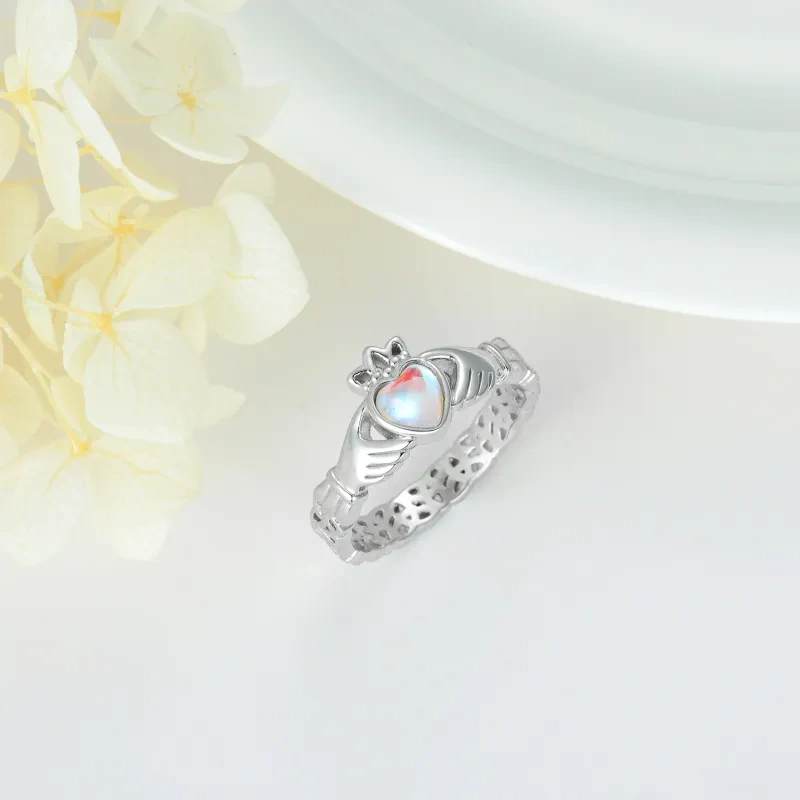 Bague en argent sterling avec cœur en pierre de lune-4