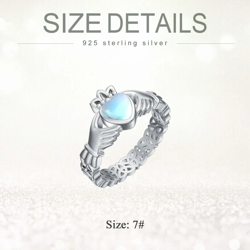 Bague en argent sterling avec cœur en pierre de lune-5
